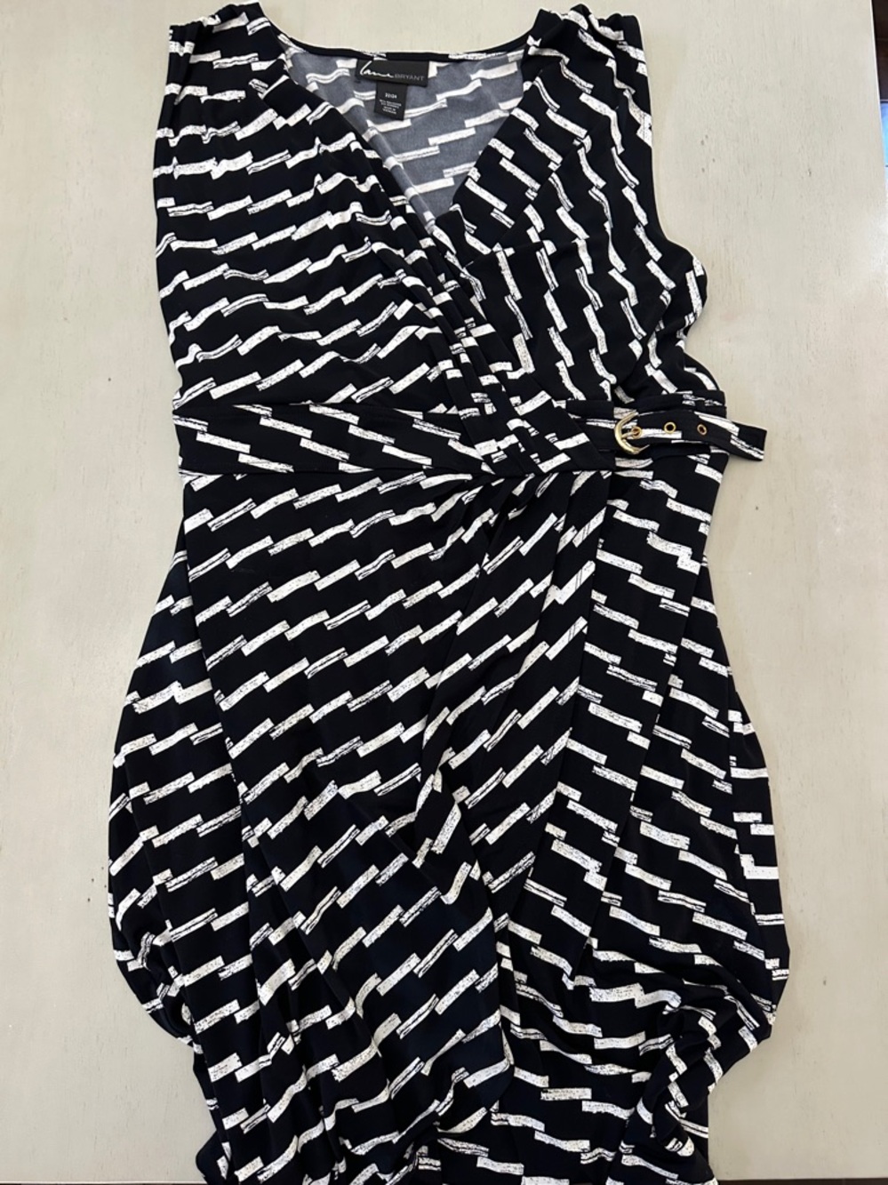 Lane Bryant Sleeveless Faux Wrap Black & White Dress - size 22/24